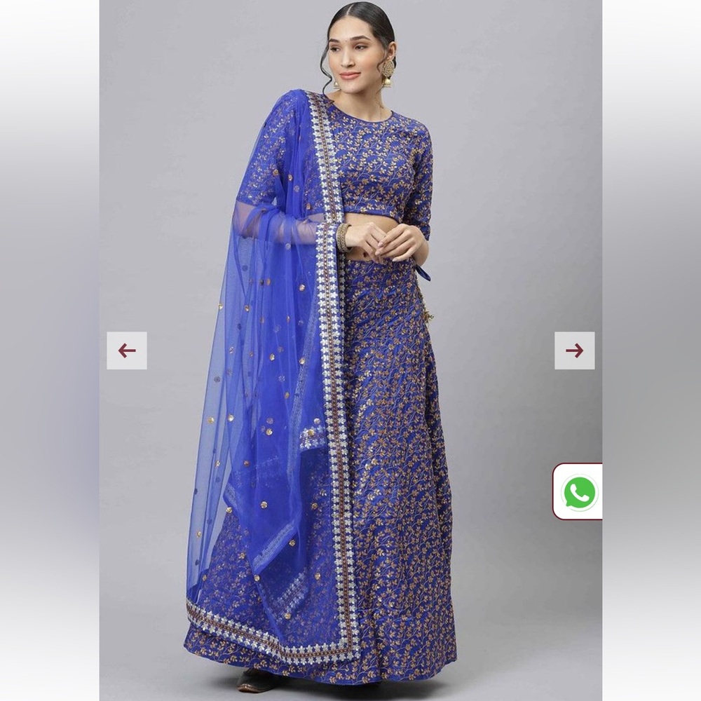 Tulsi Art Impressive Blue Zari Embroidered Silk Bridal Lehenga Choli set
